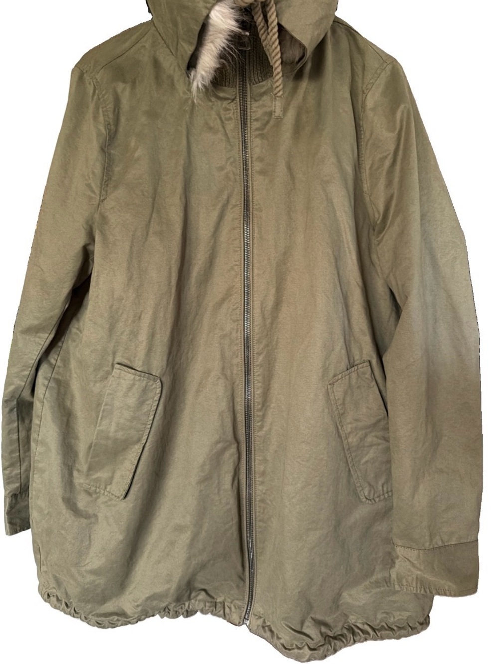Sam Edelman Med cotton polyester nylon blend Olive Green Hooded Parka Jacket